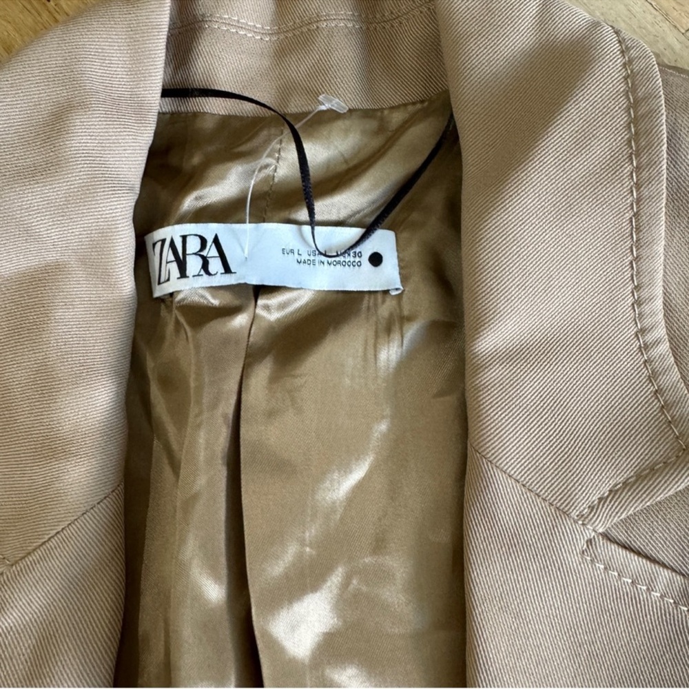 Zara flowy mink tan trench cost size Large - Picture 8 of 9